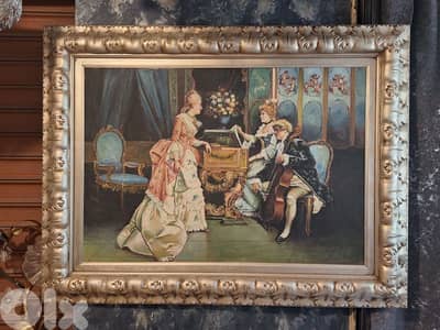 large antique european oil painting