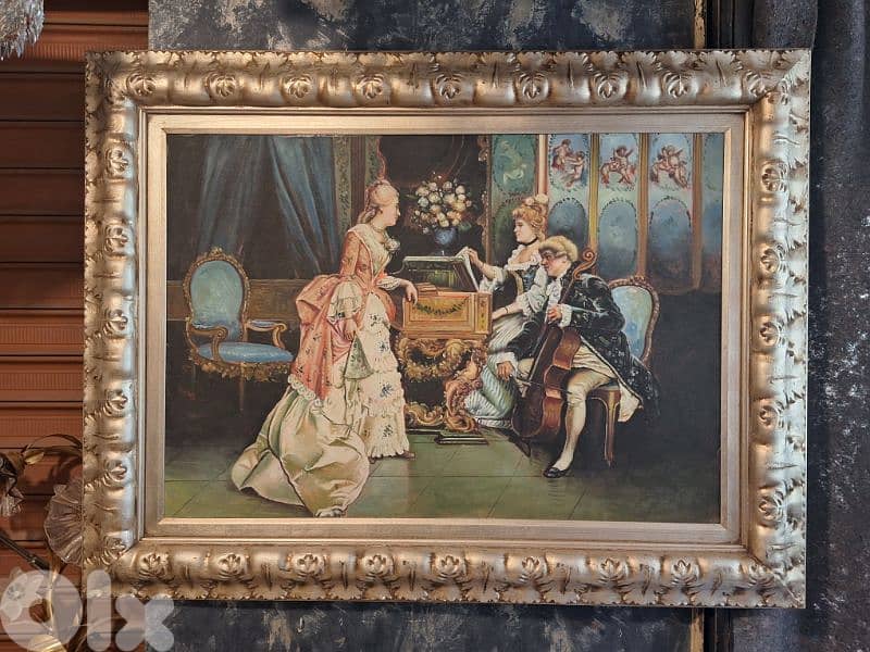 large antique european oil painting 0