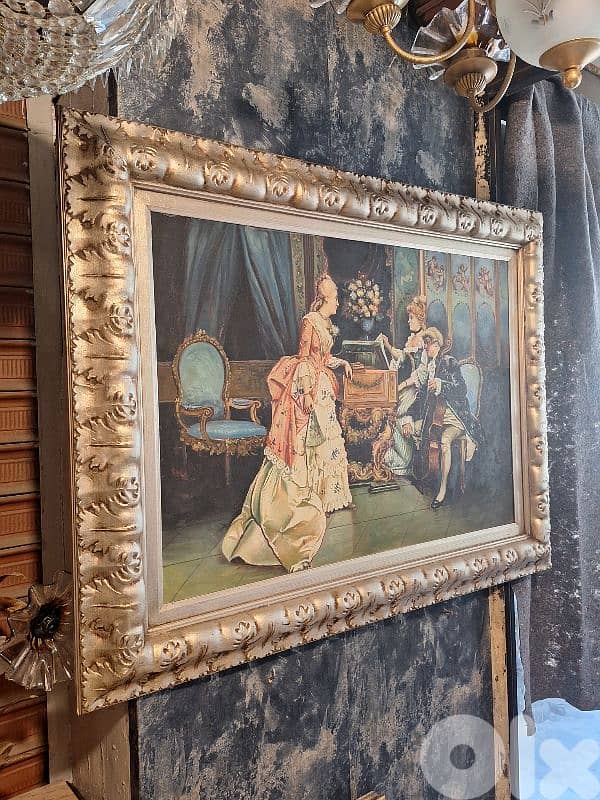 large antique european oil painting 2