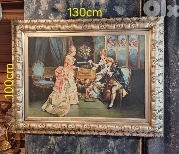large antique european oil painting 5
