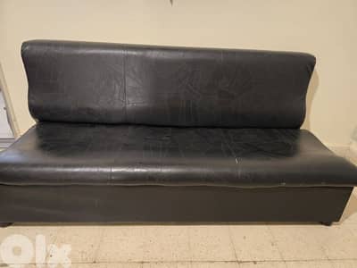 Black Faux Leather Bench/Sofa