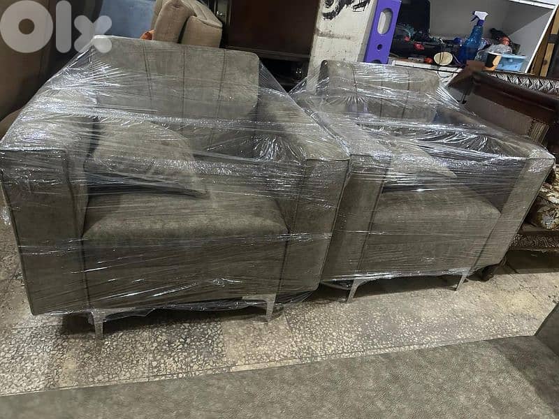 طقم كنبايات شغل توصاية خشب شوح اسفنج إكسترا جديد 2