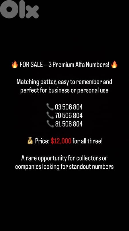 3 Premium Alfa Numbers! 0