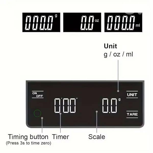 Digital Kitchen / Coffee Scale with Timer ميزان قهوة ومطبخ 3
