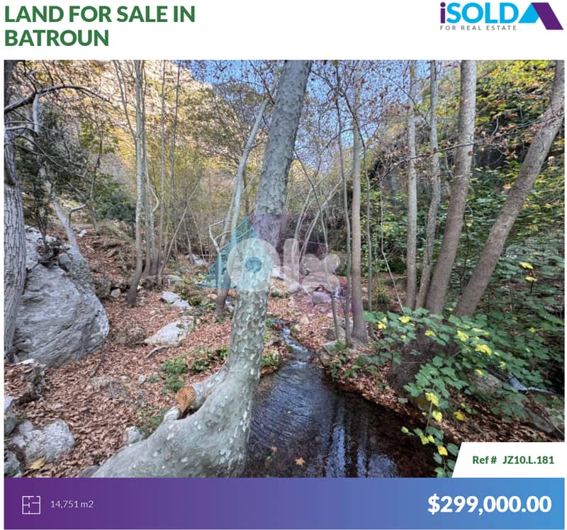 14,751m2 Prime Riverside Land+Mountain View in Tannourineأرض في تنورين 0