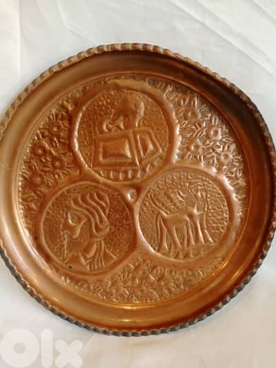 صينية أصفهانية للتعليق نحاس أحمر
