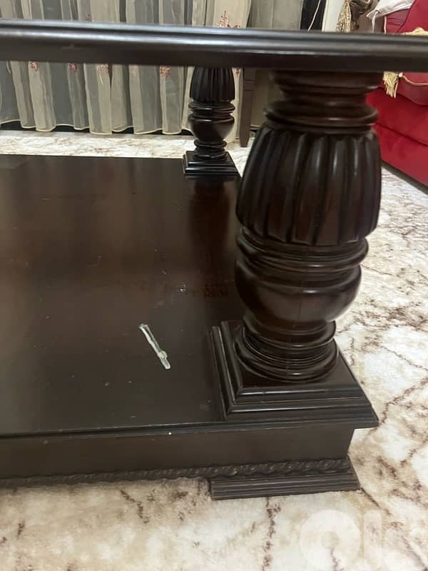 Elegant Wooden Coffee Table with Tempered Glass Top 0