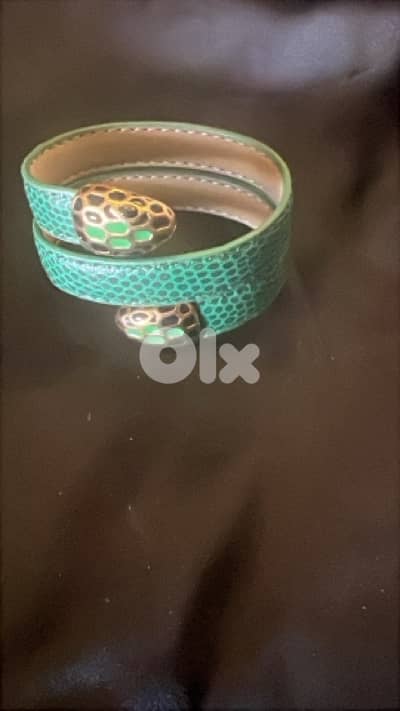 green leather stylish bracelet