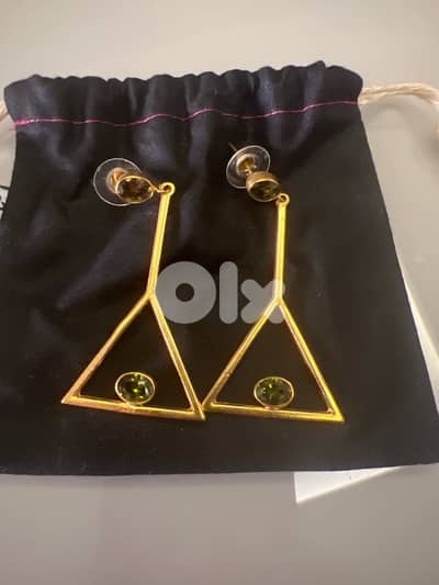 stylish earrings with green detail