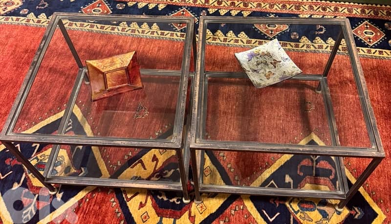 Set of Two Glass Side Tables 0