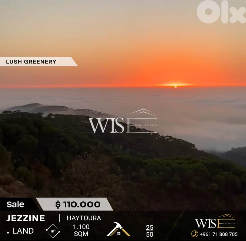 Prime 1100 SQM Land for SALE in Jezzine – Haytoura! 0