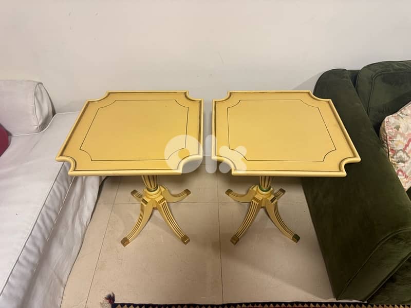 Set of Two Painted Solid Wood Side Tables 0