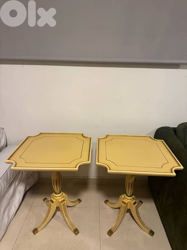 Set of Two Painted Solid Wood Side Tables 1