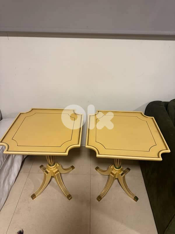 Set of Two Painted Solid Wood Side Tables 2