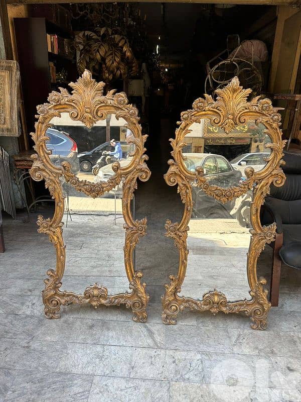 pair of frensh miroir salon 150cmx70cmمراي انتيك فرنسي عدد ٢ 2