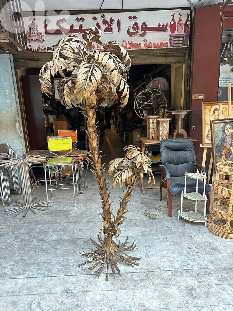 Golden Two trunk palm lamp by hans kögl 220cm 1970's 2