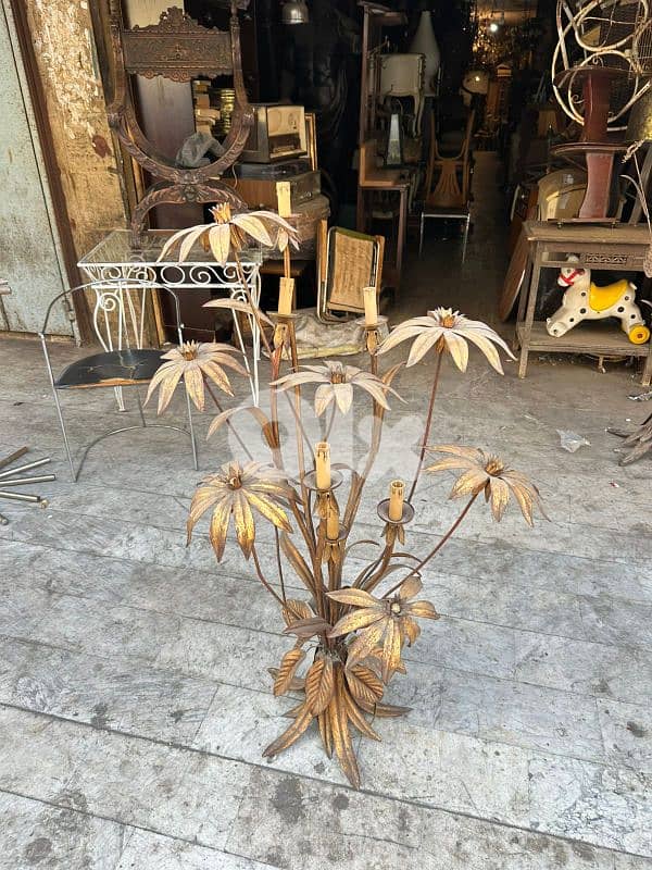 frensh Enamel flower floor lamp 1970's لمبادير انتيك سبعينات رائع 2