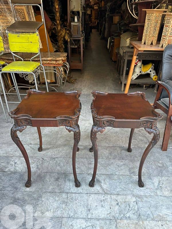 2 english table salon طاولة صالون فخم انجليزي خشب جوز شيبنديل 0