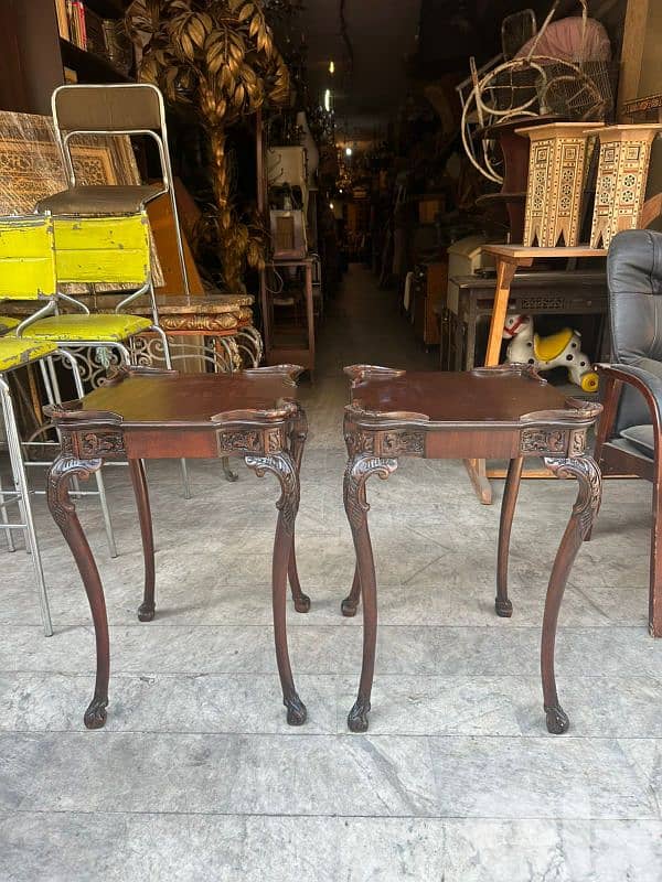 2 english table salon طاولة صالون فخم انجليزي خشب جوز شيبنديل 2