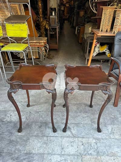 2 english table salon طاولة صالون فخم انجليزي خشب جوز شيبنديل