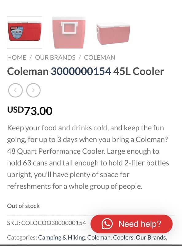 Coleman Cooler 45L حافظ للحرارة 7