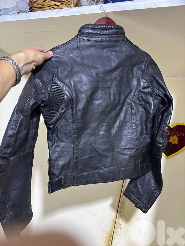 Bershka biker-style real leather jacket for woman 1
