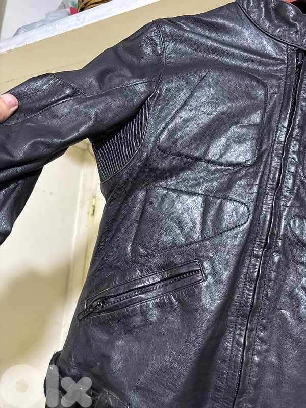 Bershka biker-style real leather jacket for woman 2