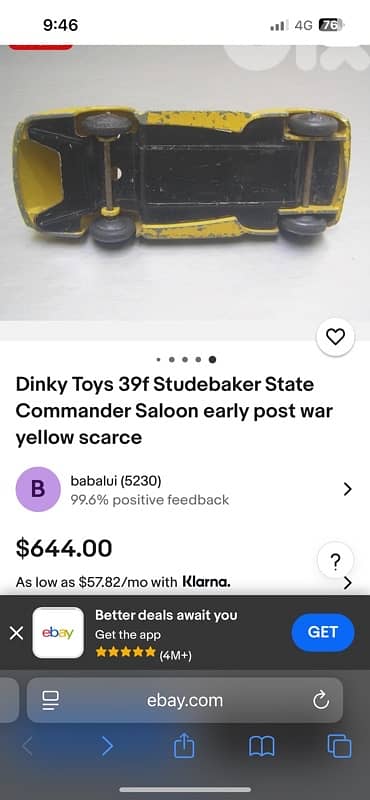 Rare yellow 1939 dinky toys post war studebaker 2