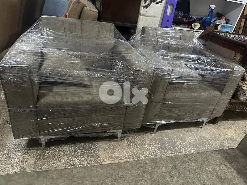 طقم كنبايات جديد خشب شوح اربع قطع 2