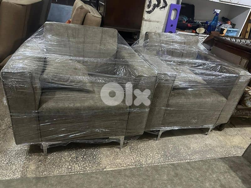 طقم كنبايات جديد خشب شوح اربع قطع 3