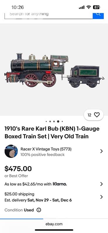 RARE 1910 karl bub wind-up train working condition 2