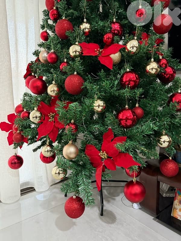 Christmas Green Tree + Full Decorations (Excellent Condition) 0
