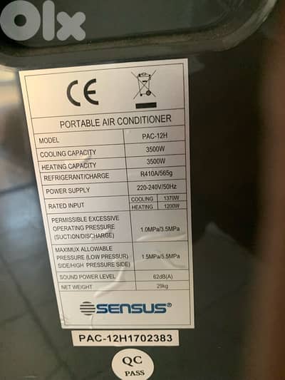 Sensus portable AC,heater,Dehumidifier Like New For Sale!!