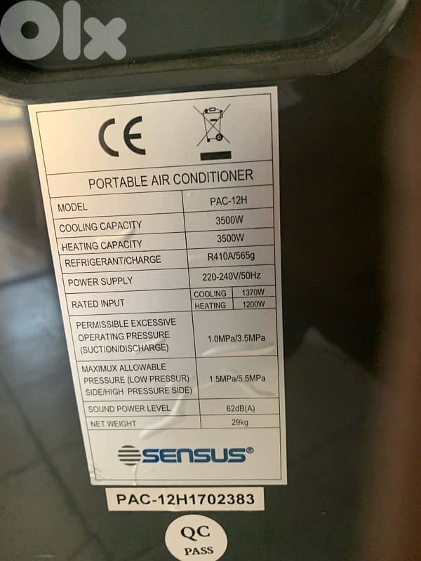 Sensus portable AC,heater,Dehumidifier Like New For Sale!! 0