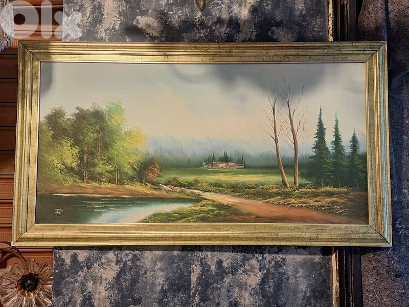 signed european oil painting landscape 0