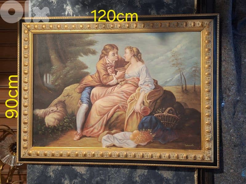 large antique european oil painting 0