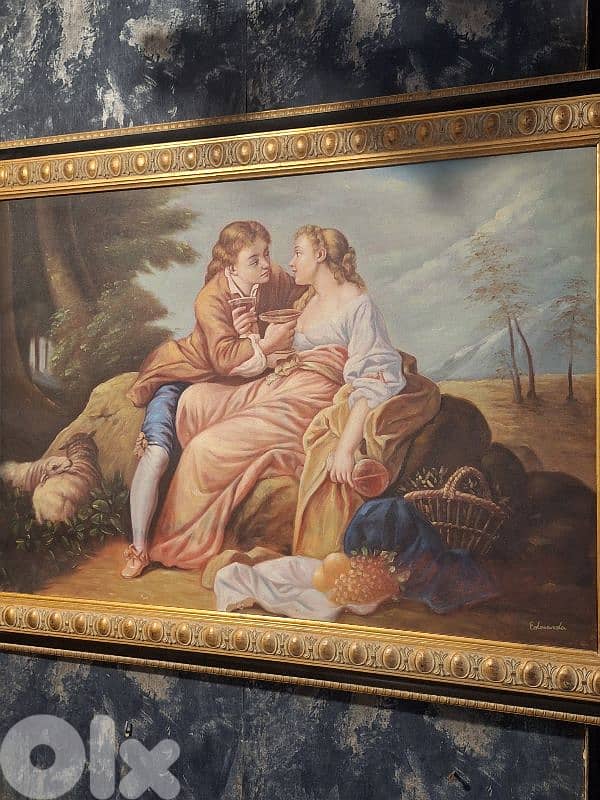 large antique european oil painting 2