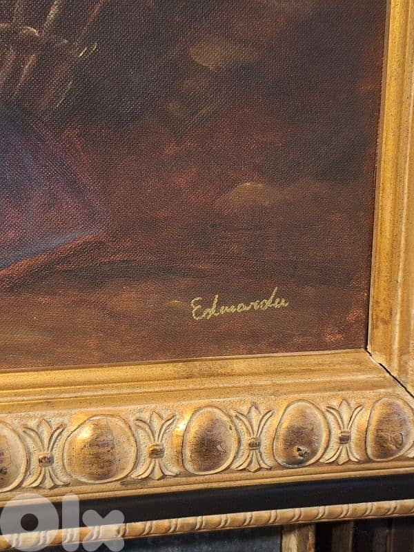 large antique european oil painting 4