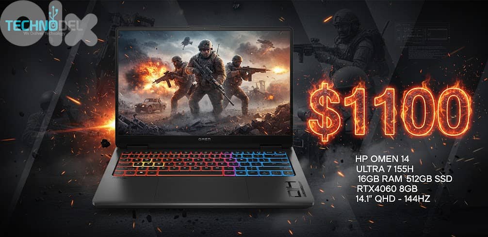 Hp Omen 14 Ultra 7 RTX4060 OLED Gaming laptop 0