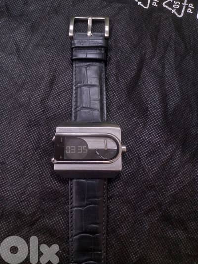 Rare Fossil Men’s 44mm Dual Time, Wood Dial, Leather Strap