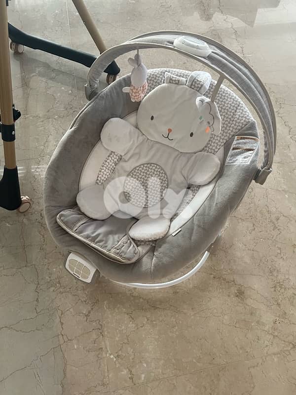 high chair ( turns to swing) + baby rocker 3