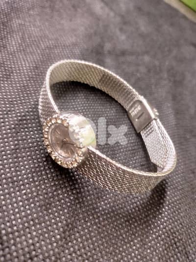 rar Vintage Sandoz Swiss Made 17 Jewels Silver Hand Wind Mechanical