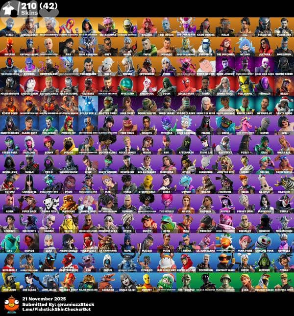 210 skins Fortnite account 0