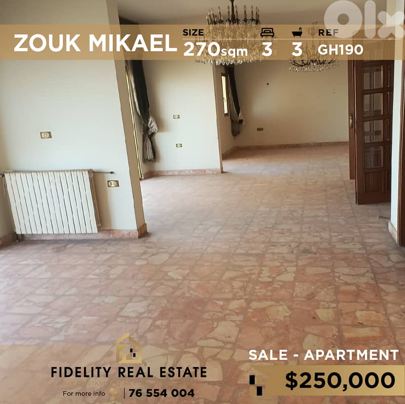 Apartment for sale in Zouk Mikael GH190 شقة للبيع في زوق مكايل 0