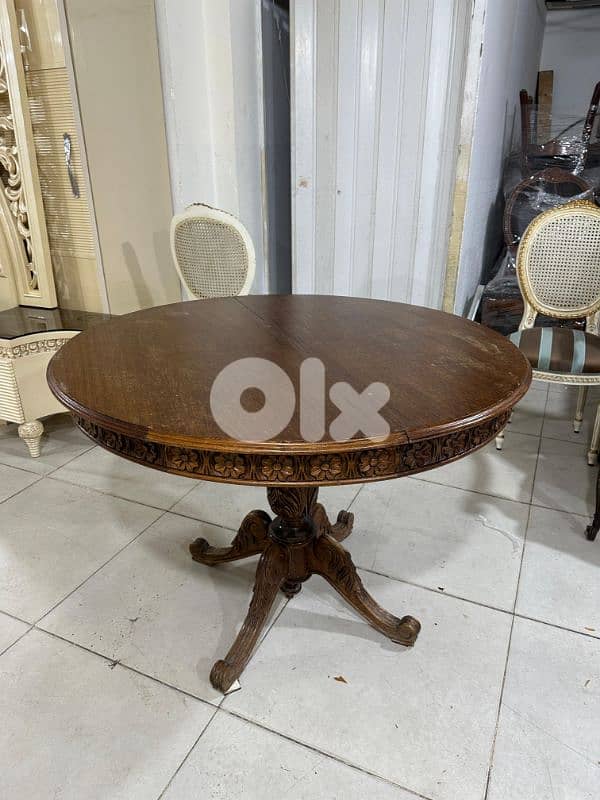 طاولة سفرة مبرومة خشب زان انتيك بتتكبر وبتتصغر 1