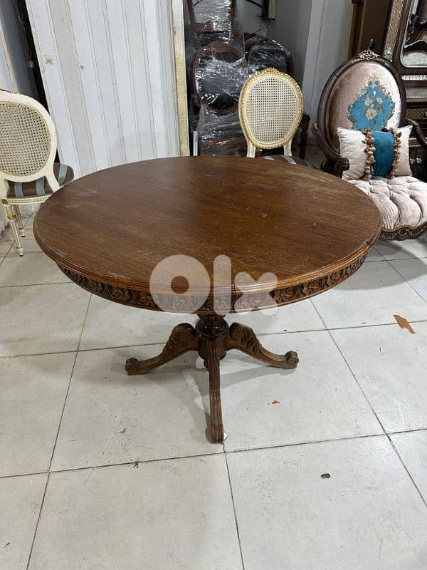 طاولة سفرة مبرومة خشب زان انتيك بتتكبر وبتتصغر 3