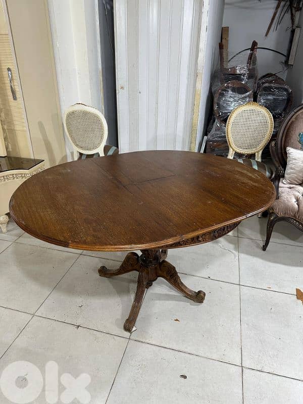 طاولة سفرة مبرومة خشب زان انتيك بتتكبر وبتتصغر 5