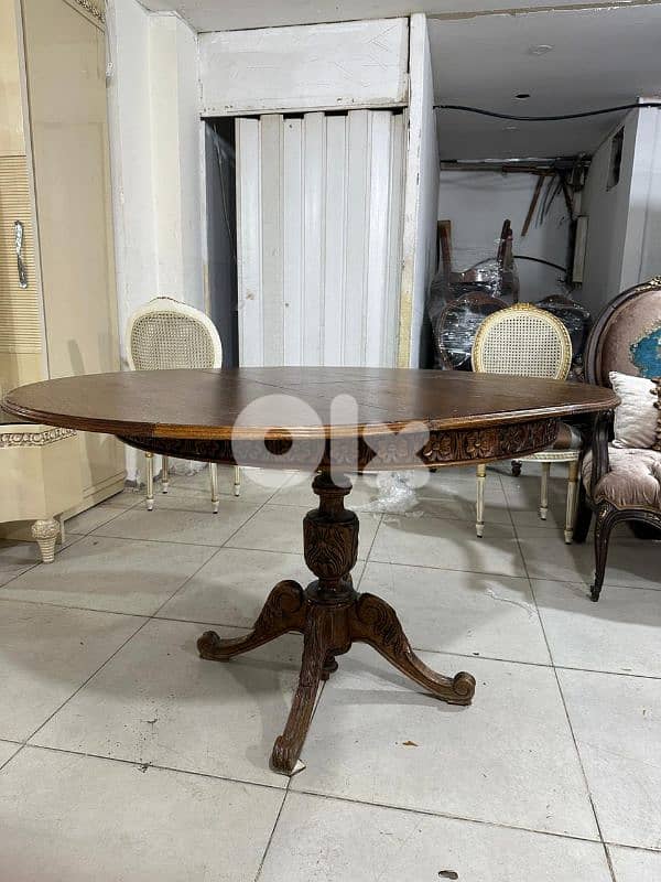 طاولة سفرة مبرومة خشب زان انتيك بتتكبر وبتتصغر 6