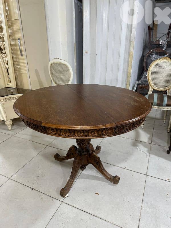 طاولة سفرة مبرومة خشب زان انتيك بتتكبر وبتتصغر 1