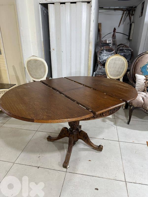 طاولة سفرة مبرومة خشب زان انتيك بتتكبر وبتتصغر 2